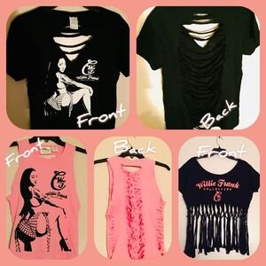Black and Pink Short Sleeve Tees with Graphic and Textural Designs